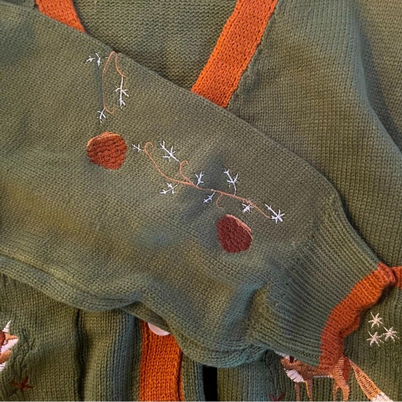 Button Front Fox Nature Army Green Button Front Cardigan - Picture 5 of 6